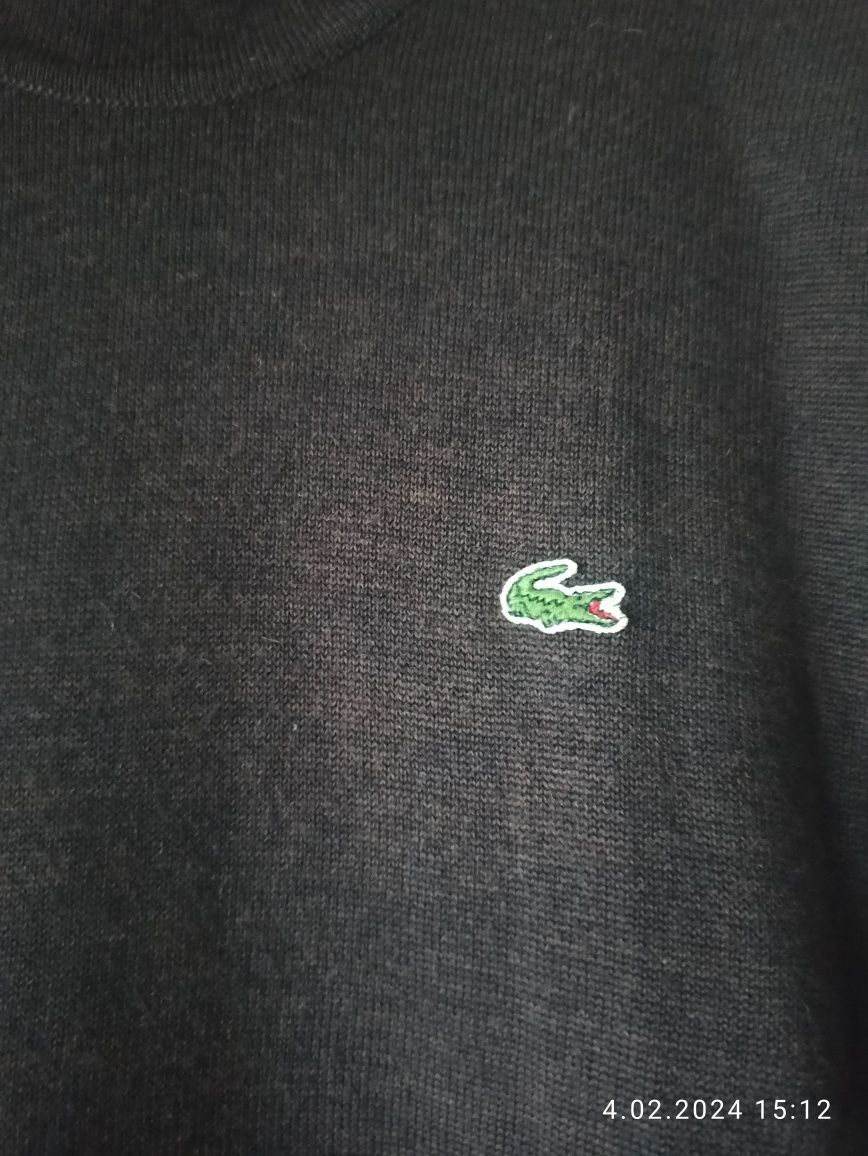 Sweter  z golfem męski Lacoste XL brązowy wełniany wełna