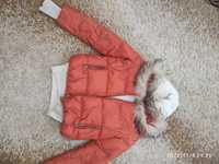 Куртка помаранчева пуховик на зиму коротка