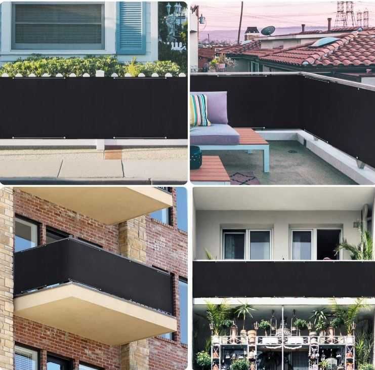 Parawan balkonowy Sekey Czarny 0,9x5m