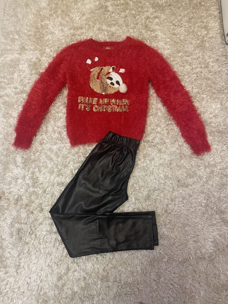 Гарний червоний різдвяний светр з коалою. Травка.