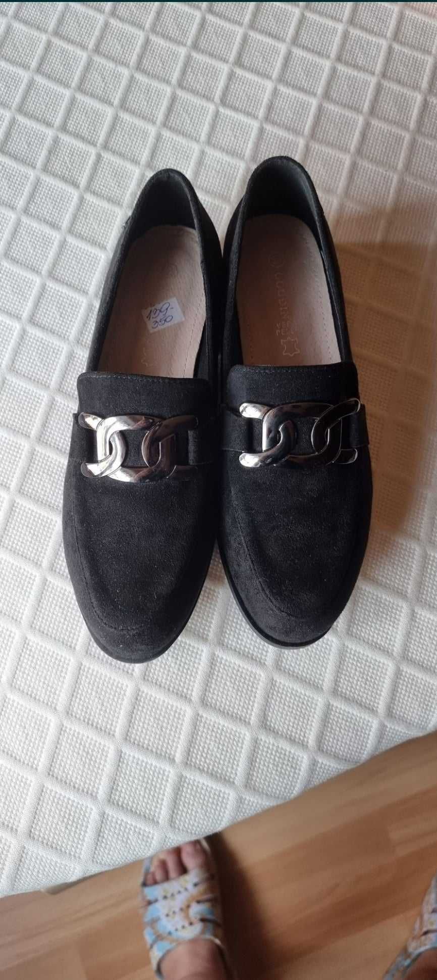 Buty damskie czarne mokasyny 39