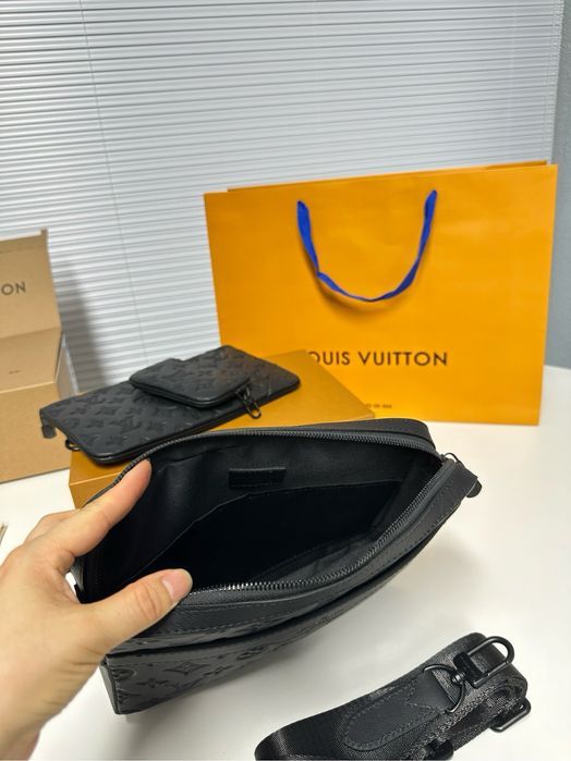 Louis Vuitton trio 3v1 messenger сумка кожаная черная 3в1