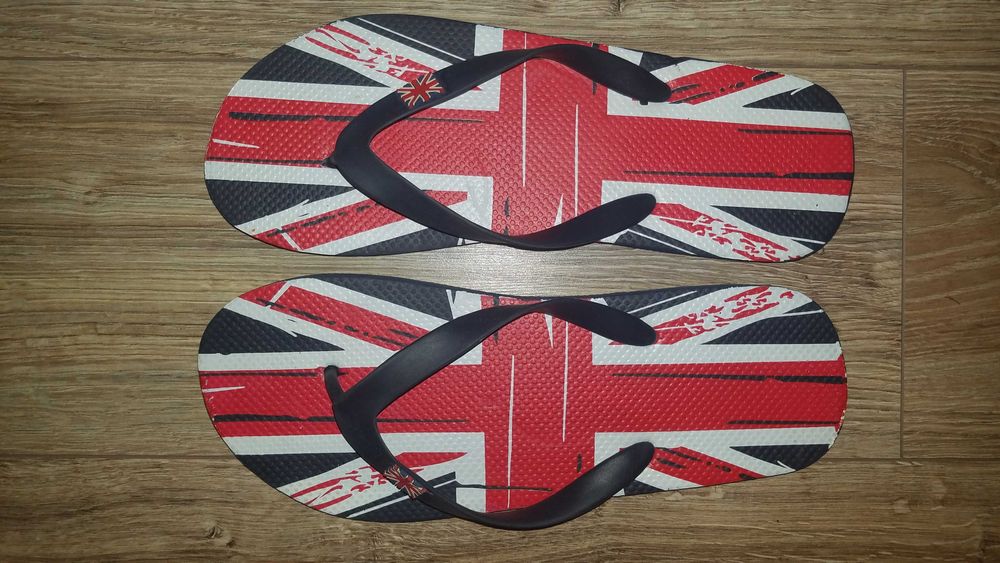 Japonki 44/45 30cm klapki primark England flaga Anglii stan BDB