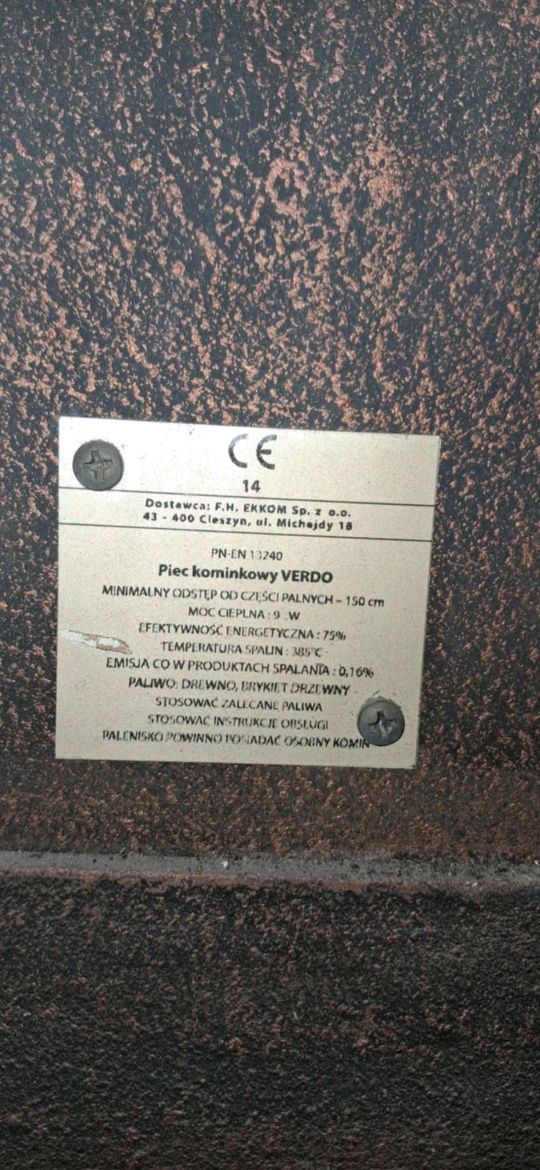 Piec kominkowy/kominek Verdo żeliwny