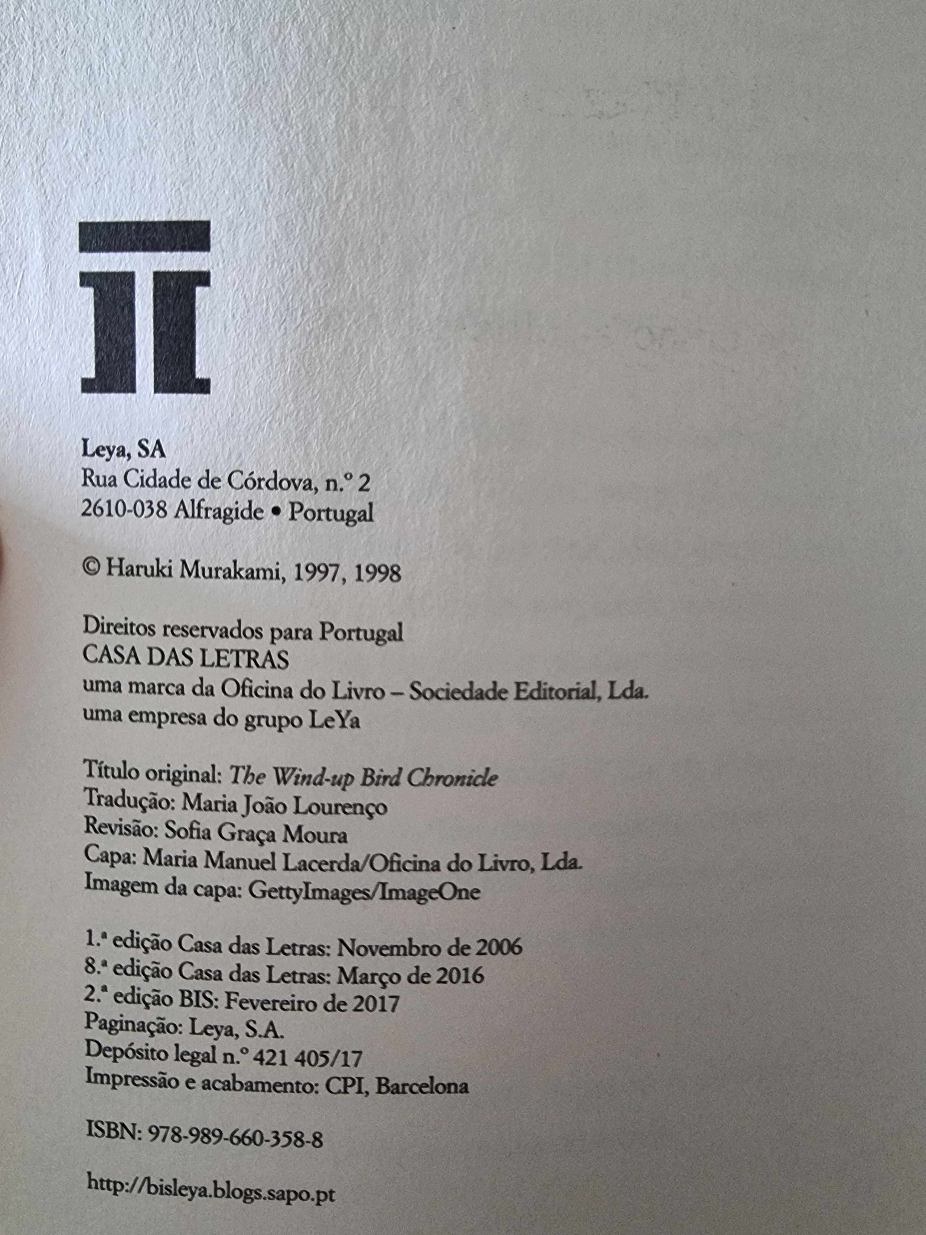 Livro "Crónica do Pássaro de Corda", de Haruki Murakami