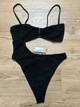 Nasty Gal prążkowane czarne monikini złote elementy L/XL