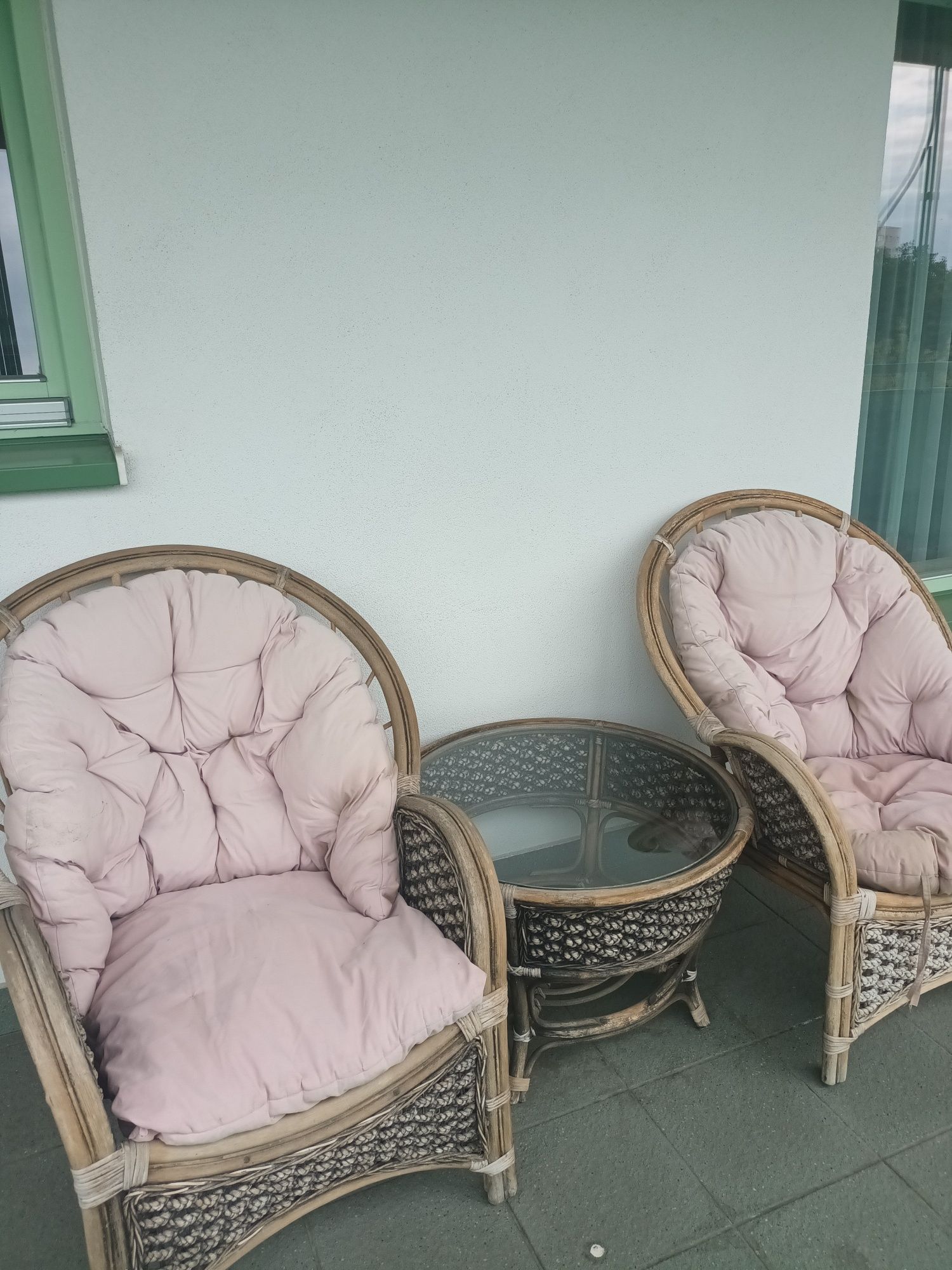 Komplet, meble ogrodowe, rattan