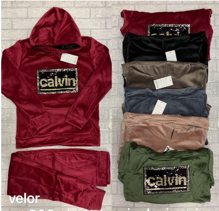 Dres komplet welurowy bluza spodnie Calvin