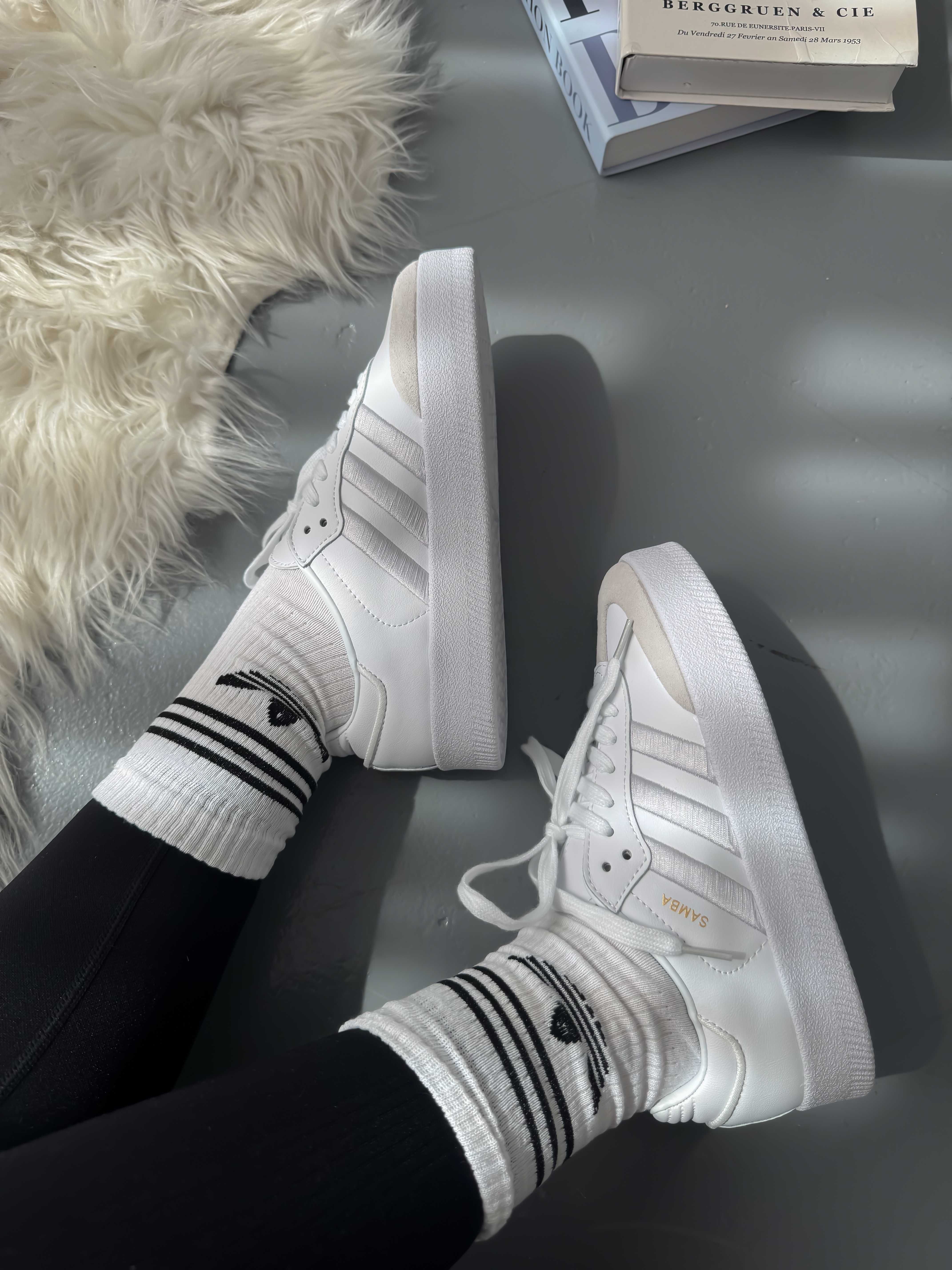 40р Кеди Adidas Samba Platform Full White кросівки адідас самба