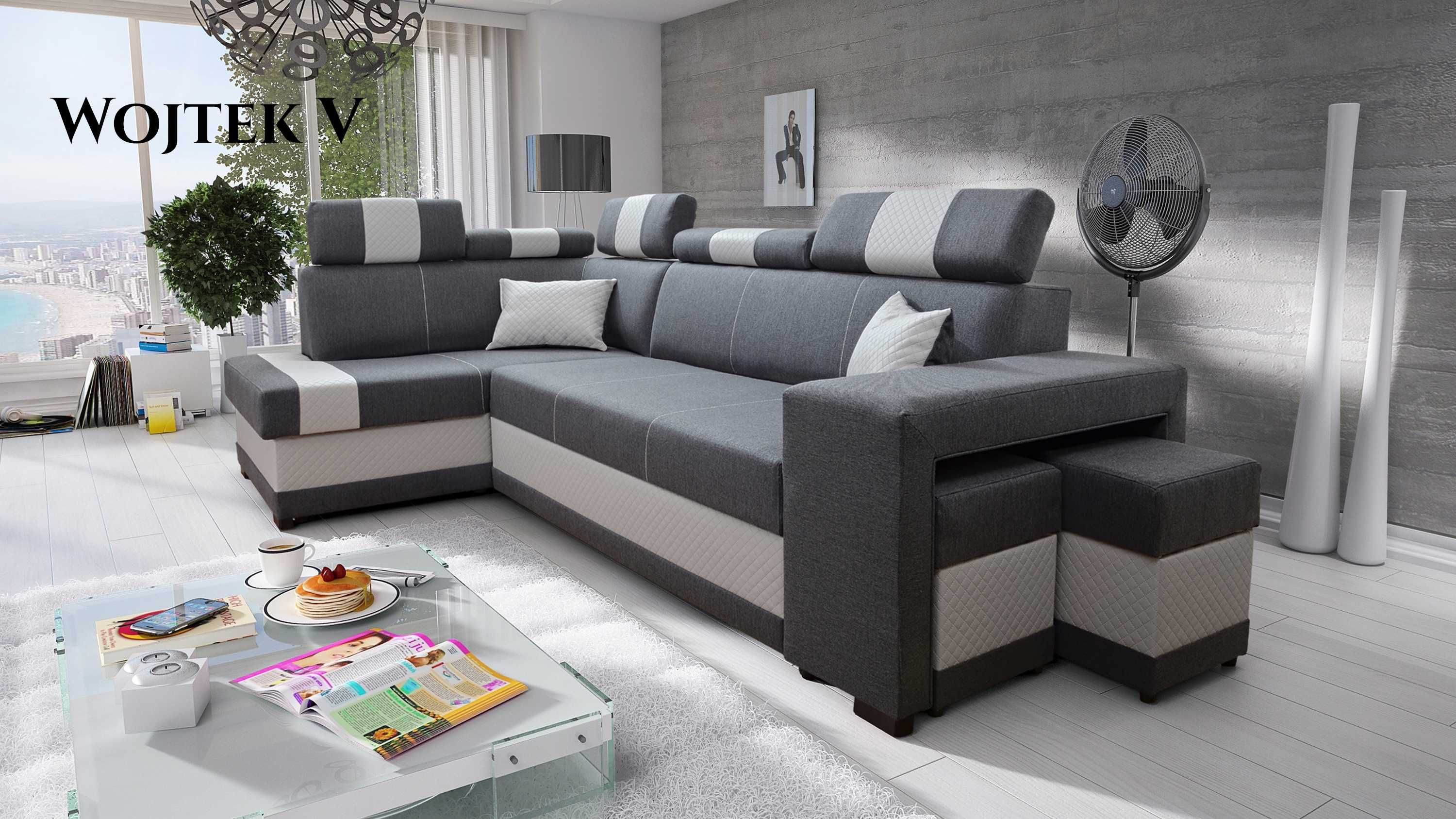 Narożnik sofa Wojtek. Bonell, pojemnik, automat NA WYMIAR moduły