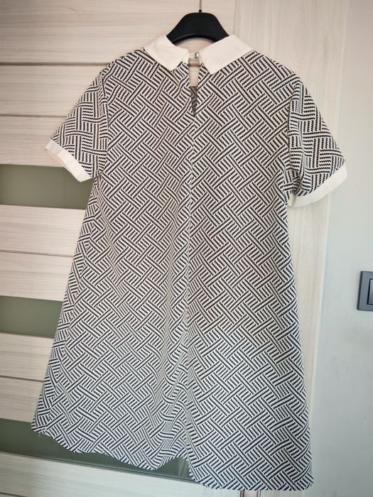Elegancka sukienka biało czarna M