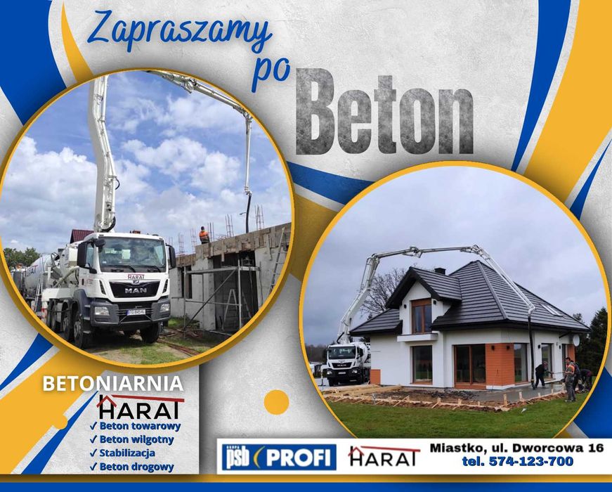 Beton towarowy, Stabilizacje Pompowanie + Transport Bobolice i Okolice