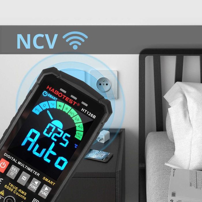 Cyfrowy Multimetr Uniwersalny NCV RMS Live Test Termopara Temp.latarka