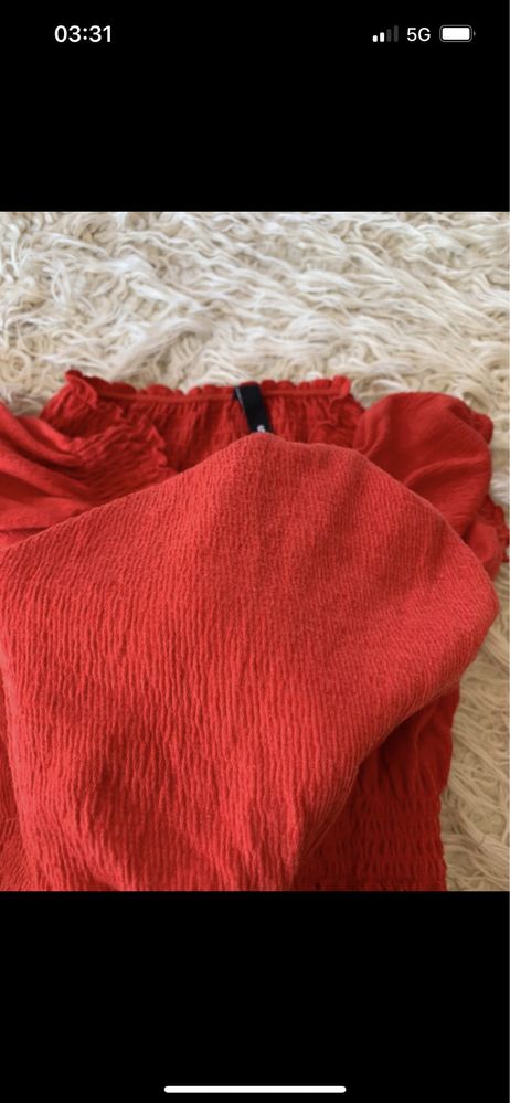 Czerwona koszulka S 36 H&M bluzka hiszpanka