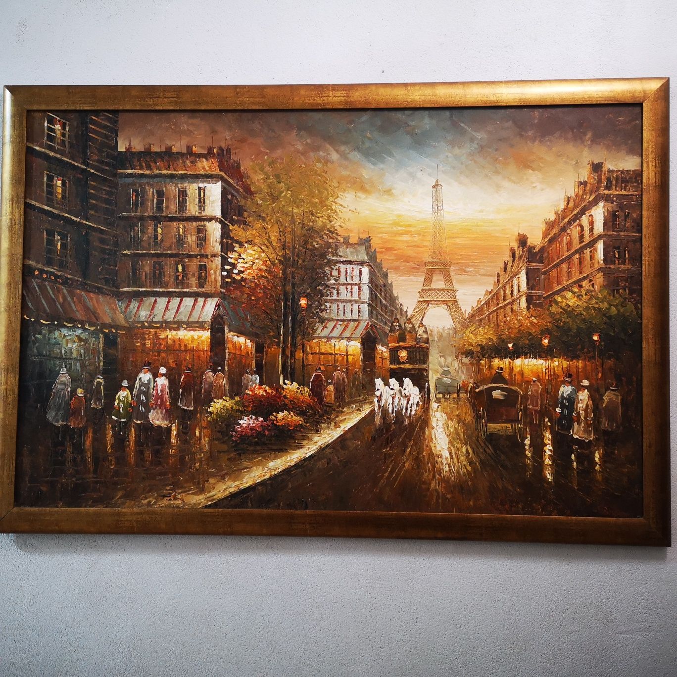 Duży Grecki 100x69 cm olejny obraz, złota rama, Paryż, ręcznie malowan