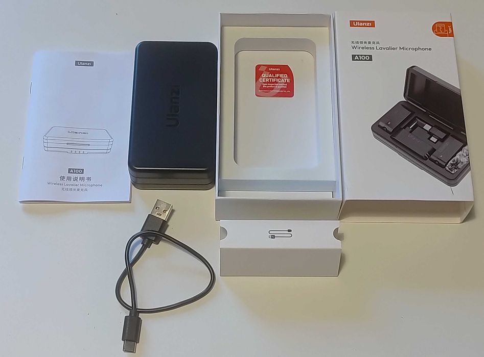 Ulanzi A100 mikrofon bezprzewodowy zestaw 2 mikrofony nadajnik
