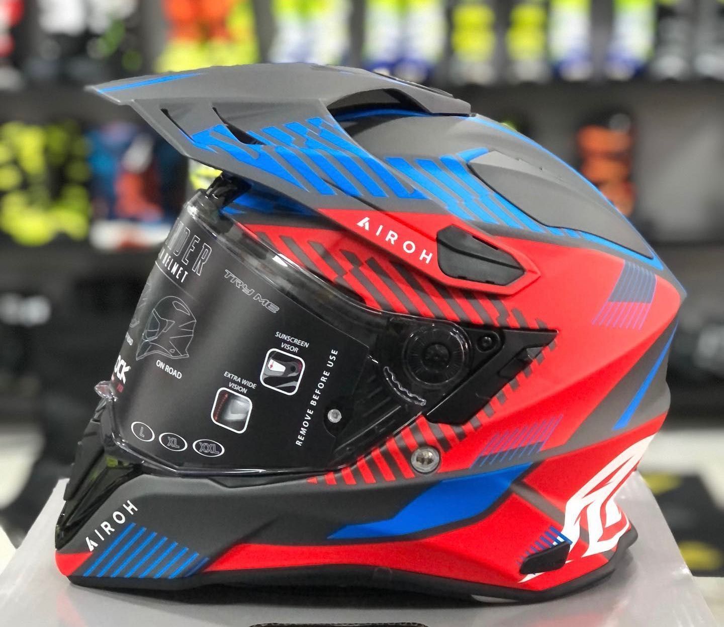 Capacete (NOVO) Airoh Commander Verm/azul Matt.40% DESCONTO.Em S e XS