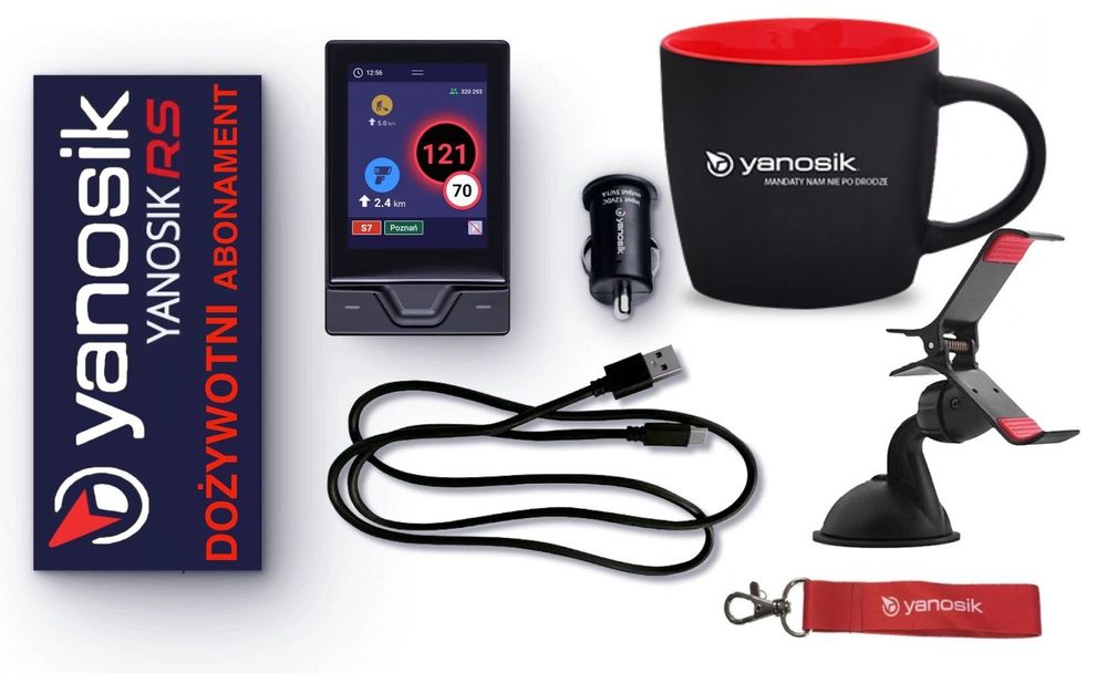 Yanosik RS + DOŻYWOTNI ABONAMENT + kubek + uchwyt