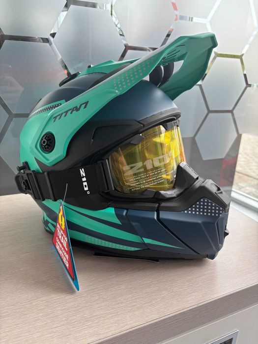 Kask CKX Titan Niebiesko-Zielony Enduro/ATV Skuter śnieżny