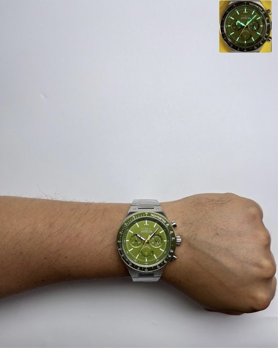 Invicta 49380, invicta speedway, чоловічий годинник зелений циферблат