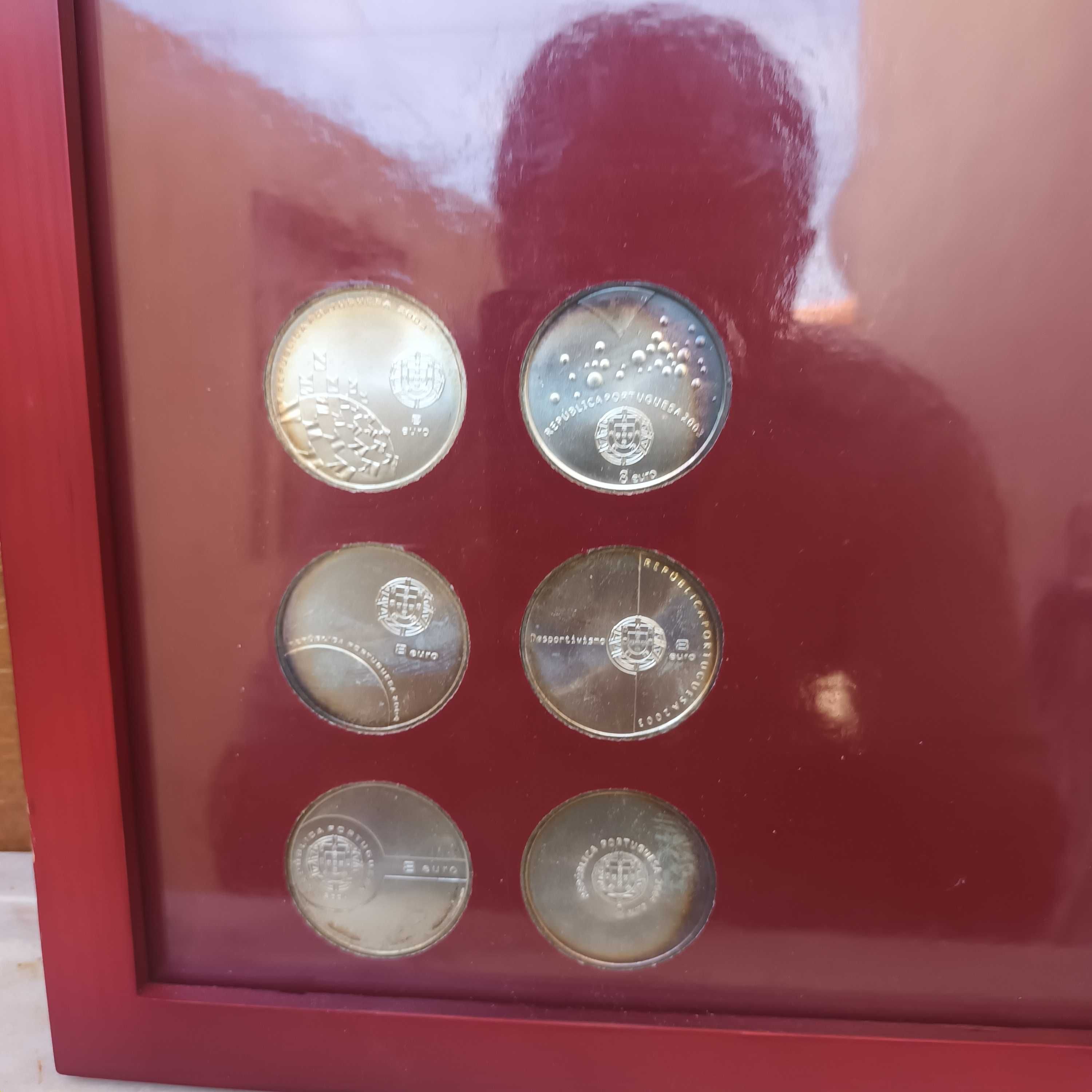 Conjunto de 6 moedas de 8 euros em prata