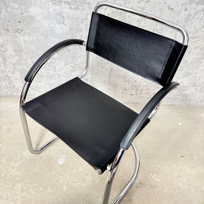 Fotel Bauhaus Marcel Breuer / Mart Stam – chrom, skóra, Made in Italy