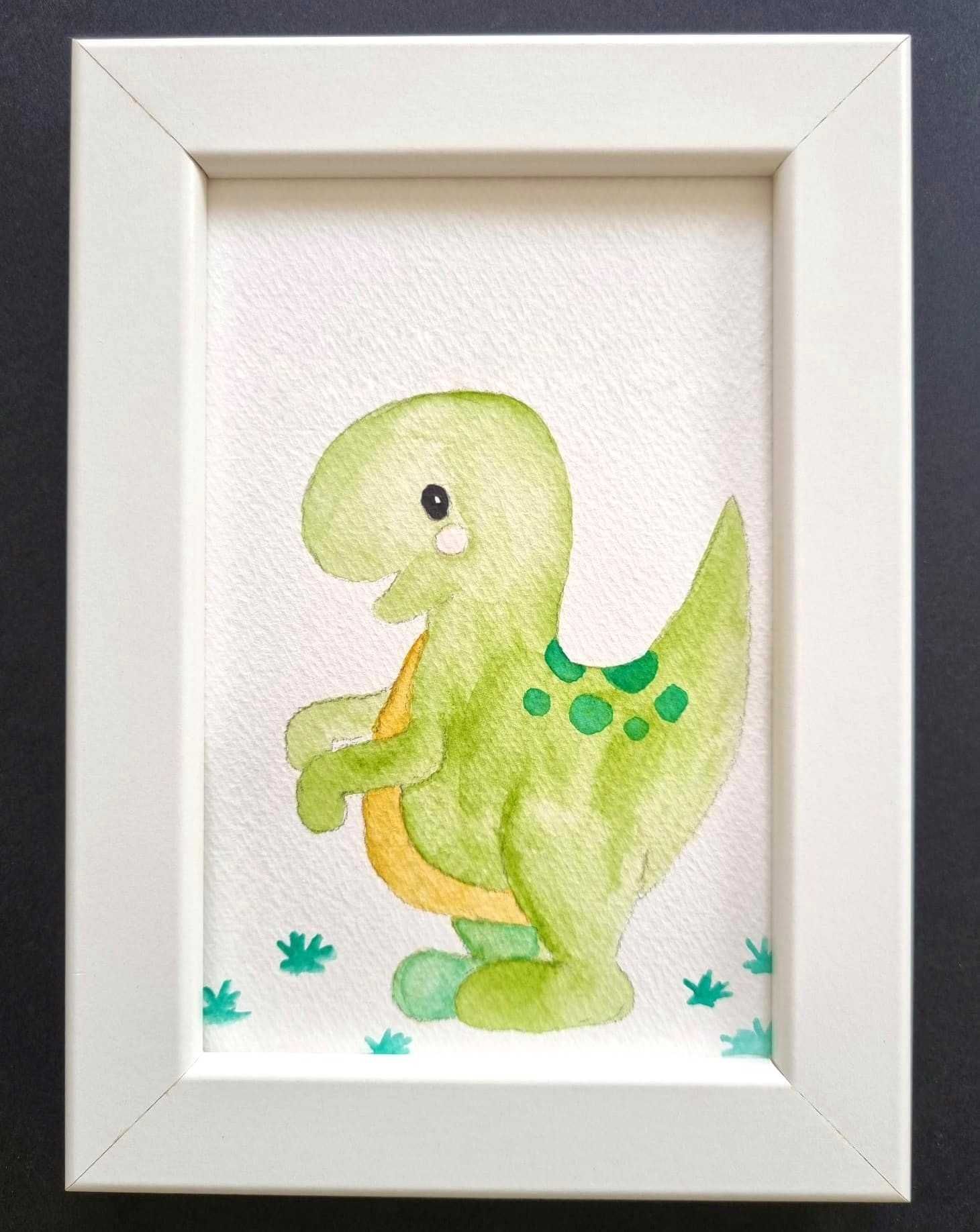 Quadro infantil para decoração com design dinossauro- moldura incluída