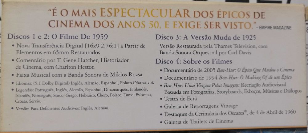 Ben Hur William Wyler ( 4 dvds Ed. Especial 50 aniversario) RARIDADE