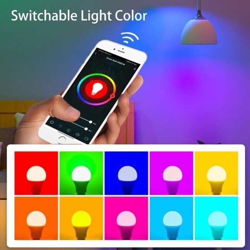 Smart Żarówka RGB LED Tuya E27 z WiFi i Bluetooth - przez Smartfon App