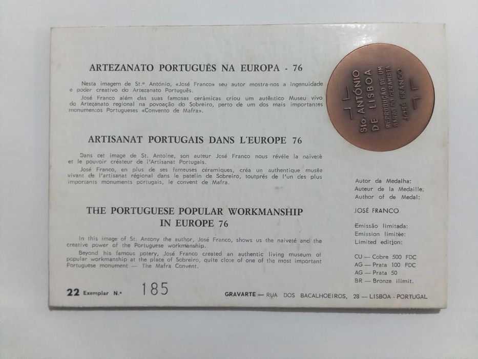 Filo-Medalhística - CEPT 76 - Artesanato