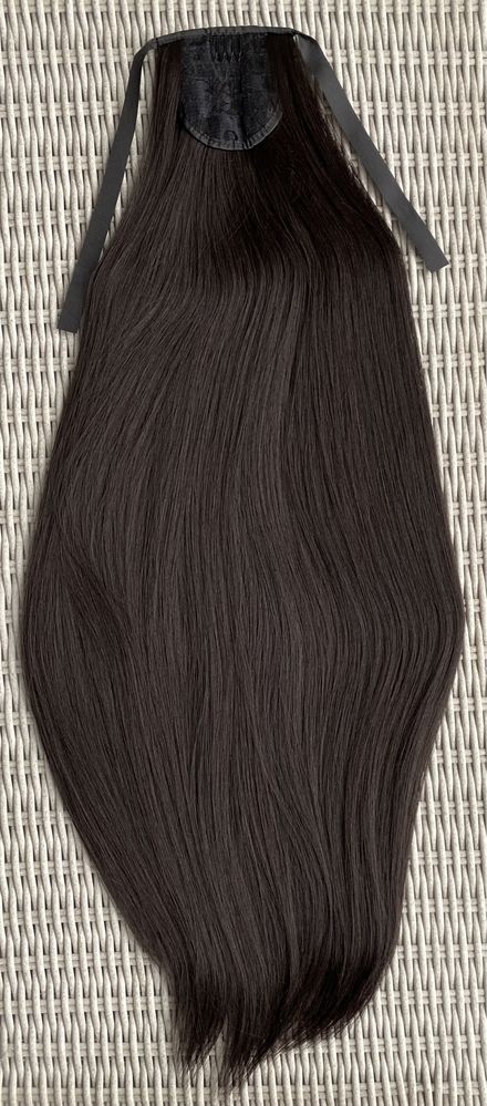 Włosy doczepiane, bardzo ciemny brąz, kucyk 80 cm ( 314 )