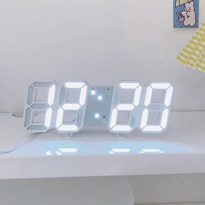 Zegar 3D Led Biały Nowy