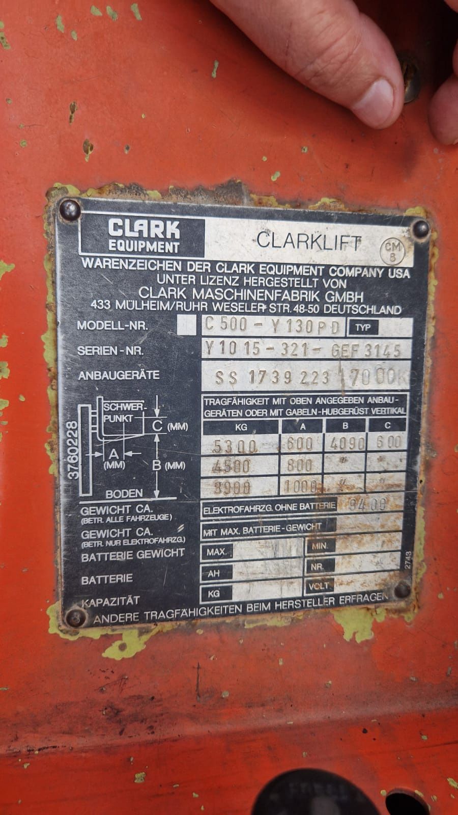 Duży wózek widłowy Clark  5-7ton widły 200x200