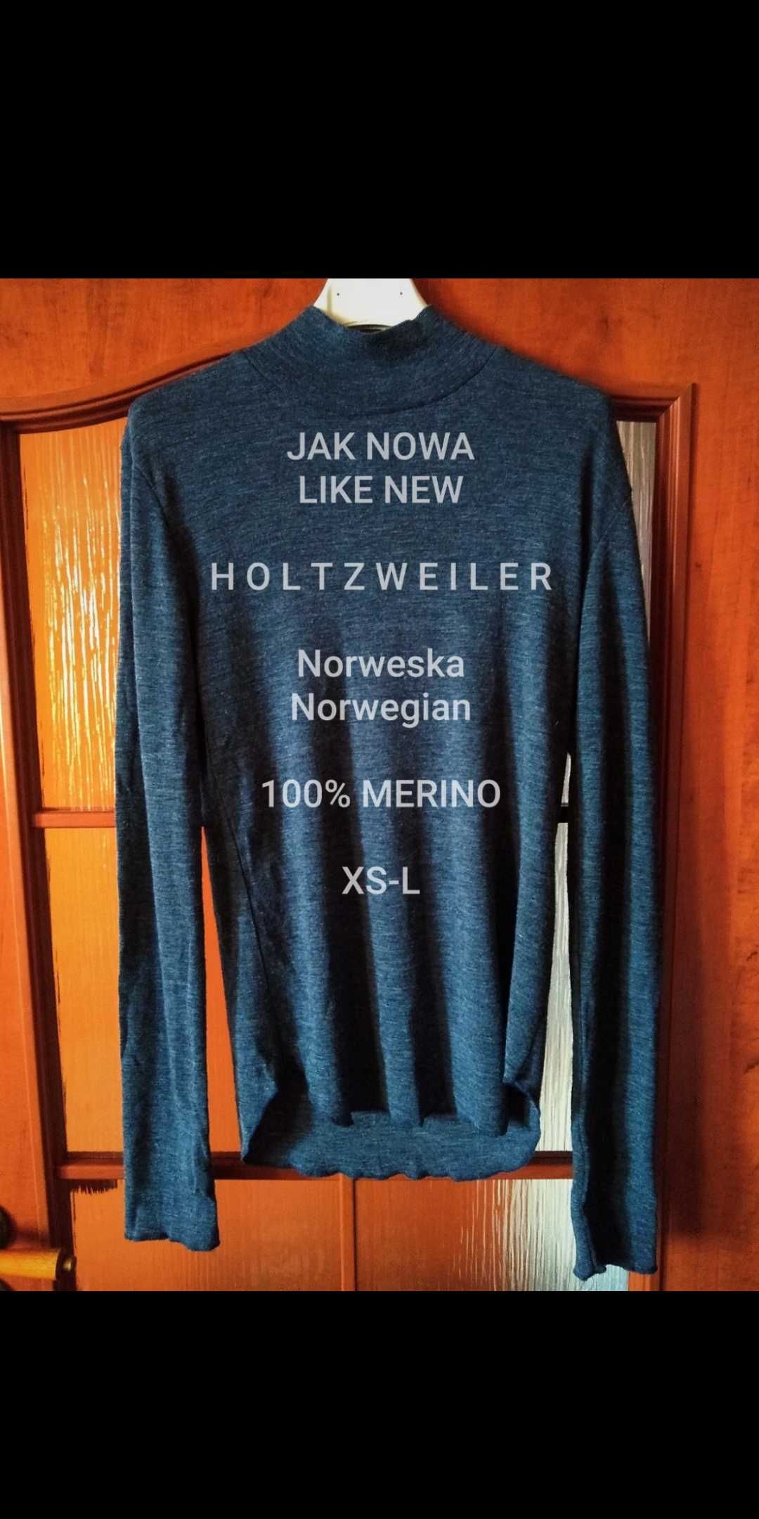 Holtzweiler  Norweska bluza termiczna z półgolfem, 100% Merino,   XS-L
