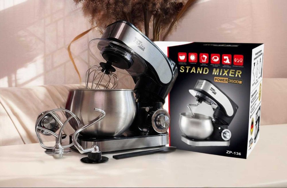 Тістоміс міксер / кухонный комбайн 3500 вт з чашею 6 л, планетарний