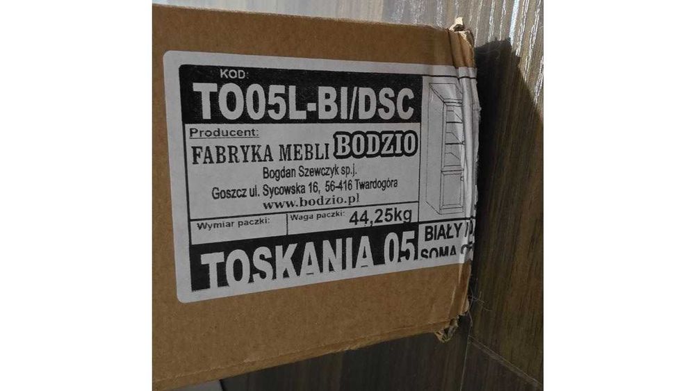 NOWA biała witryna szkło regał szafka BODZIO Toskania lewa 190cm 50cm