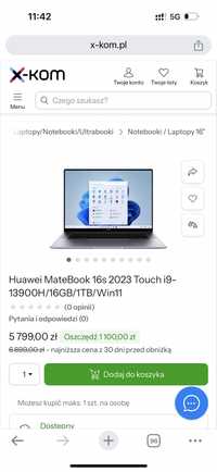 Okazja Huawei MateBook 16s i9 16+1TB