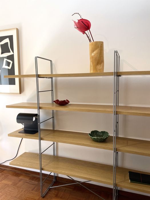 Vintage IKEA Enetri Bookcase 1990 - Metal & Wood Shelf