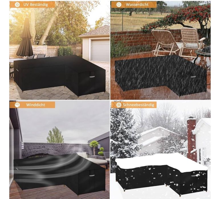 Duży Pokrowiec Na Meble Ogrodowe 260x210x80x80cm Tkanina Oxford