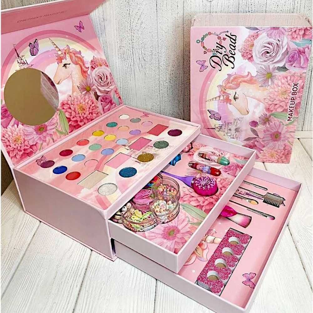 Zestaw do makijażu kosmetyki w kuferku makeup dla dzieci jednorożec