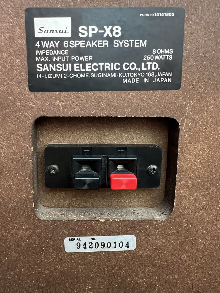 Sansui SP-X8 kolumny 250W 100dB 4 drożne
