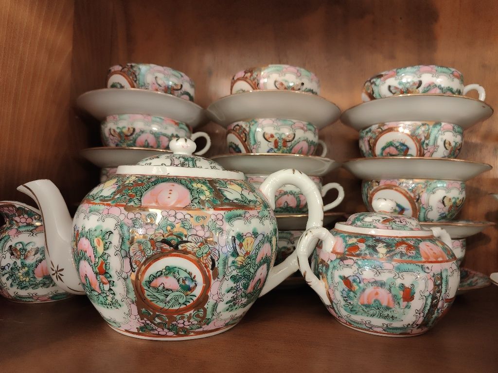Serviço de chá porcelana de Macau completo nunca usado