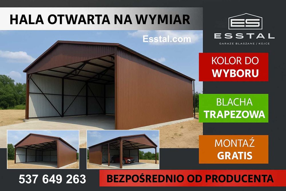 Garaż - OTWARTY RAL  | Wiata | Hala | Garaż Blaszany| Magazyn- ESSTAL*