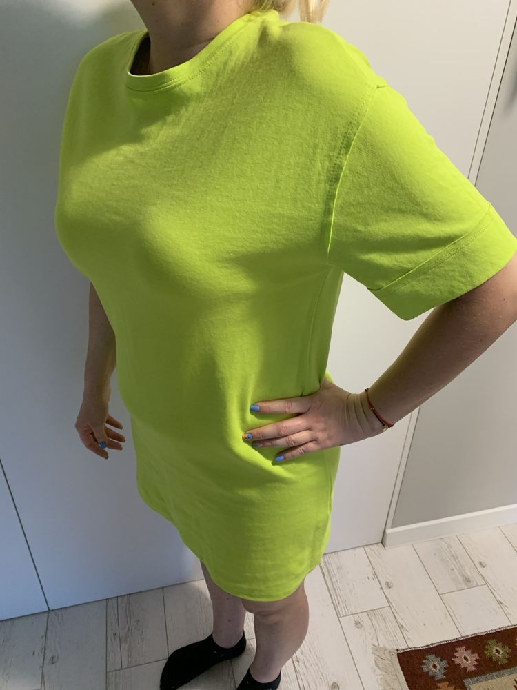 Zara zielona limonkowa sukienka m polecam