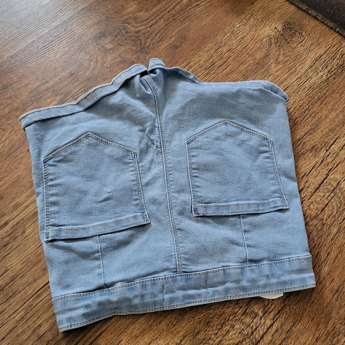 Niebieskie krótkie spodenki szorty damskie z wysokim stanem jeansowe