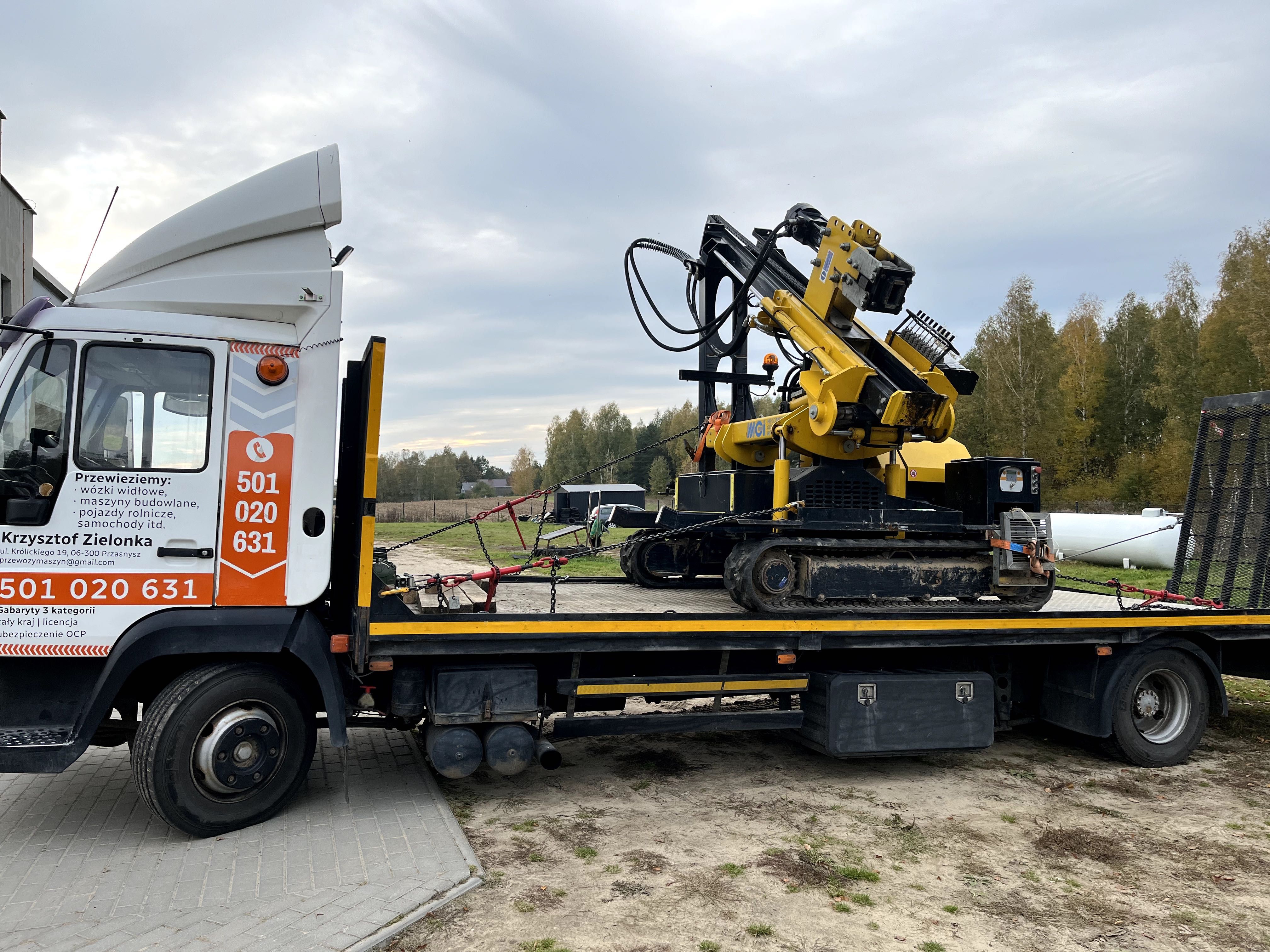 Transport/przewóz maszyn, pojazdów, ciągników rolniczych itp.