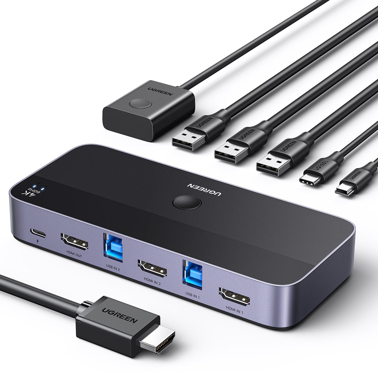 2w1 przełącznik switch hdmi / usb-a / usb-b / usb-c / microusb czarny