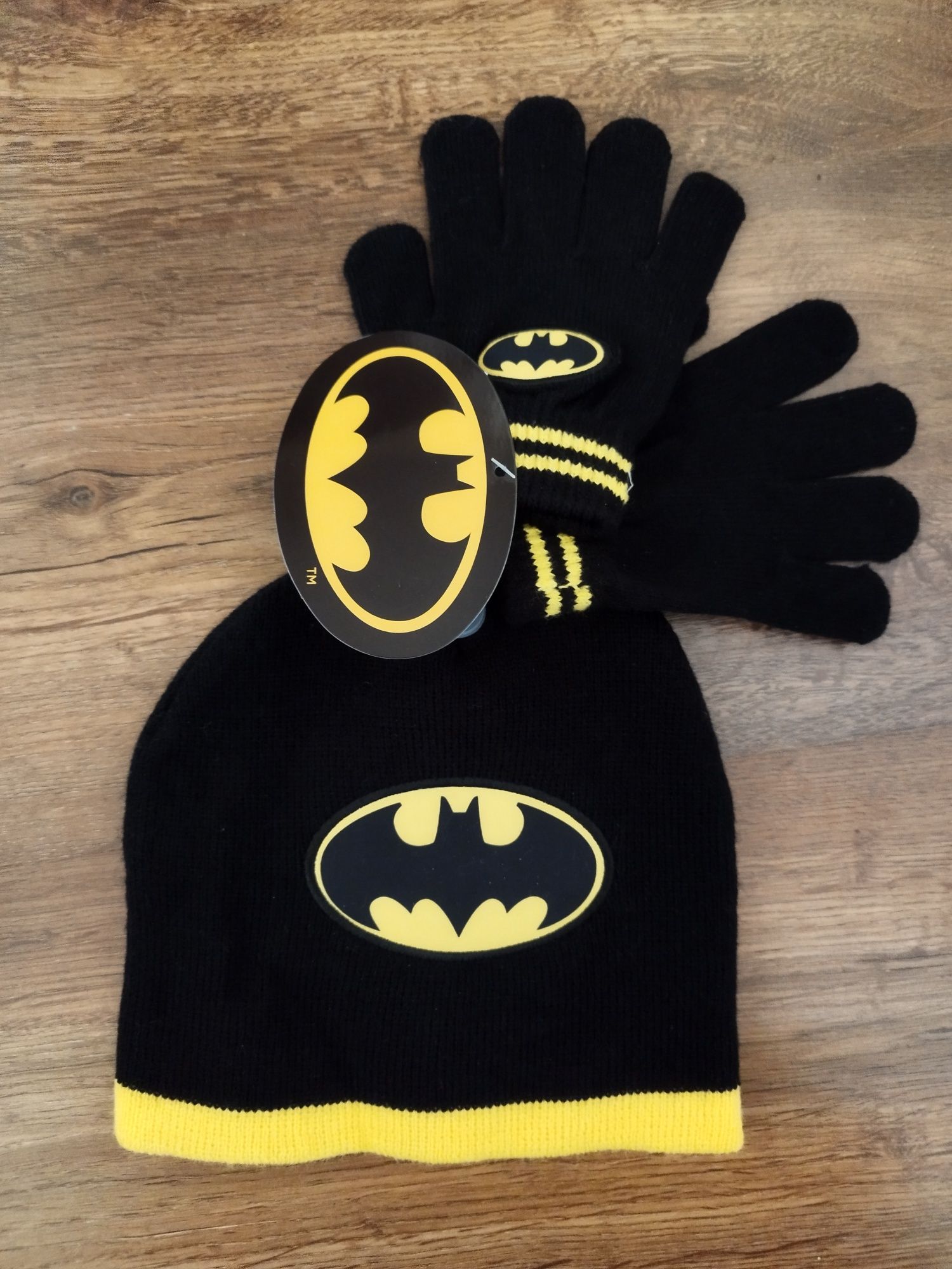 Czapka z rękawiczkami Batman dla chłopca, komplet 5-7 lat Nowe z metką