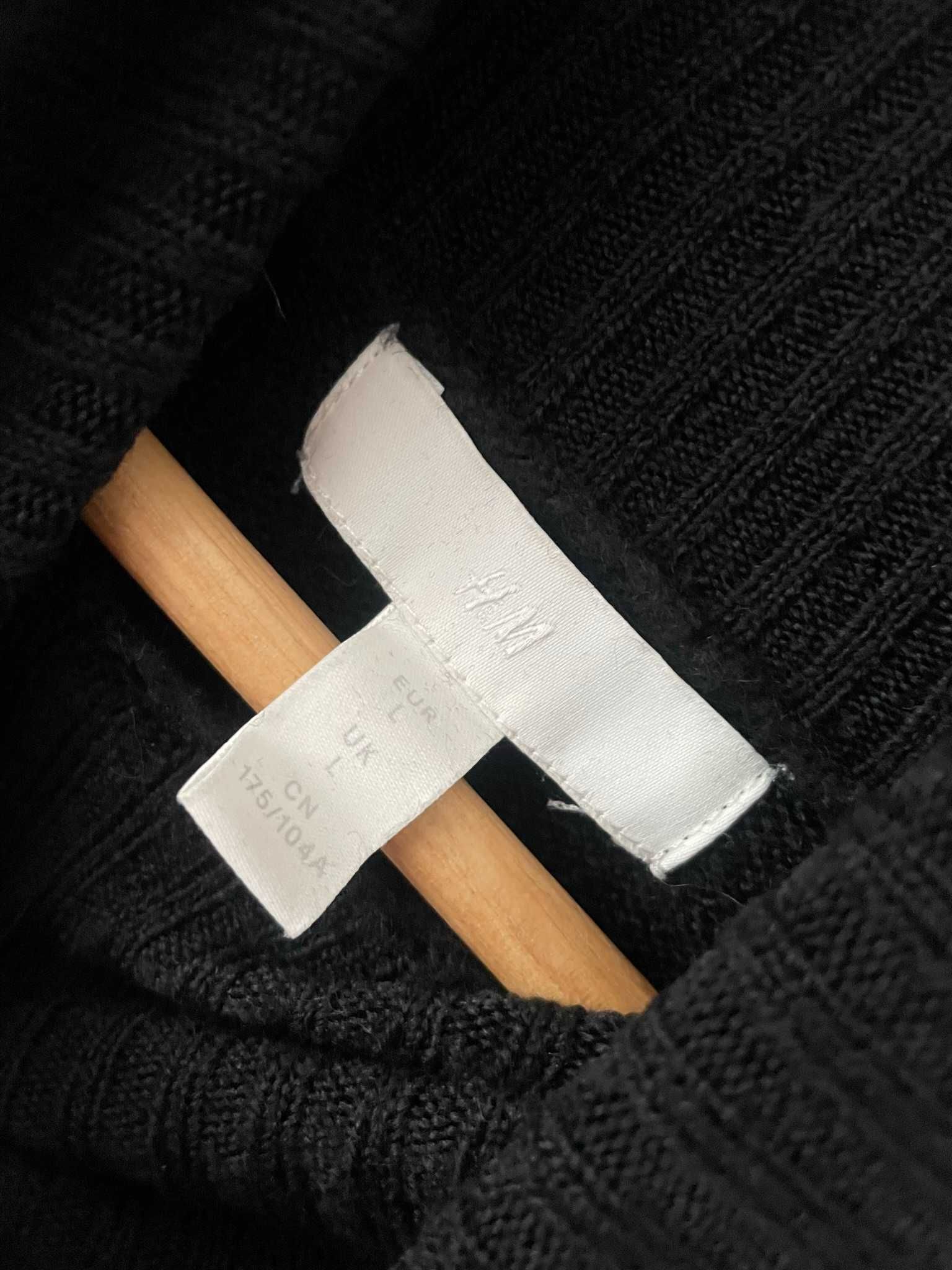 H&M sweter czarny z golfem golf długi obszerny oversize wełna L 40
