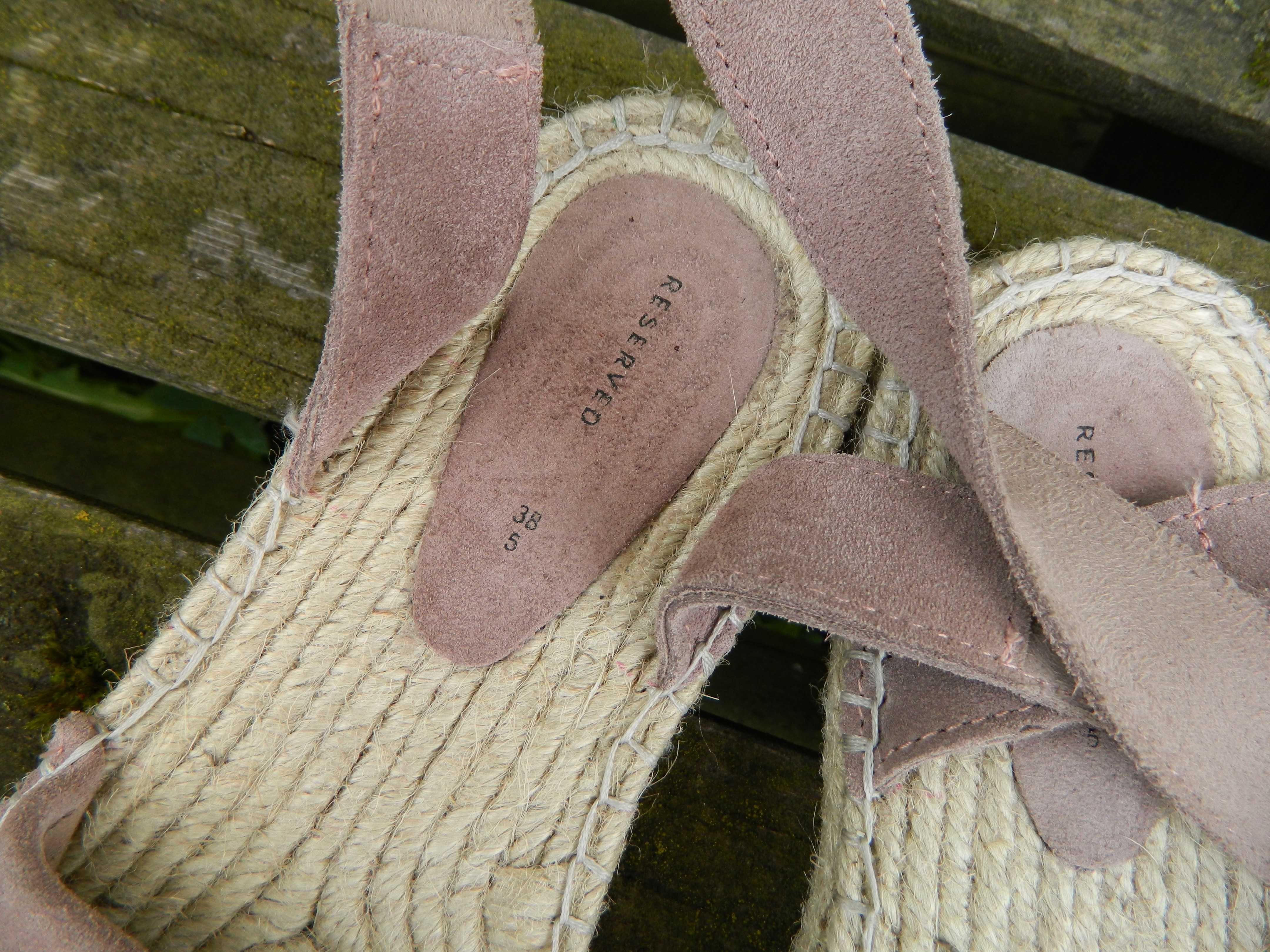 RESERVED ESPADRYLE 38 sandały skóra naturalna wiązane na kostce boho